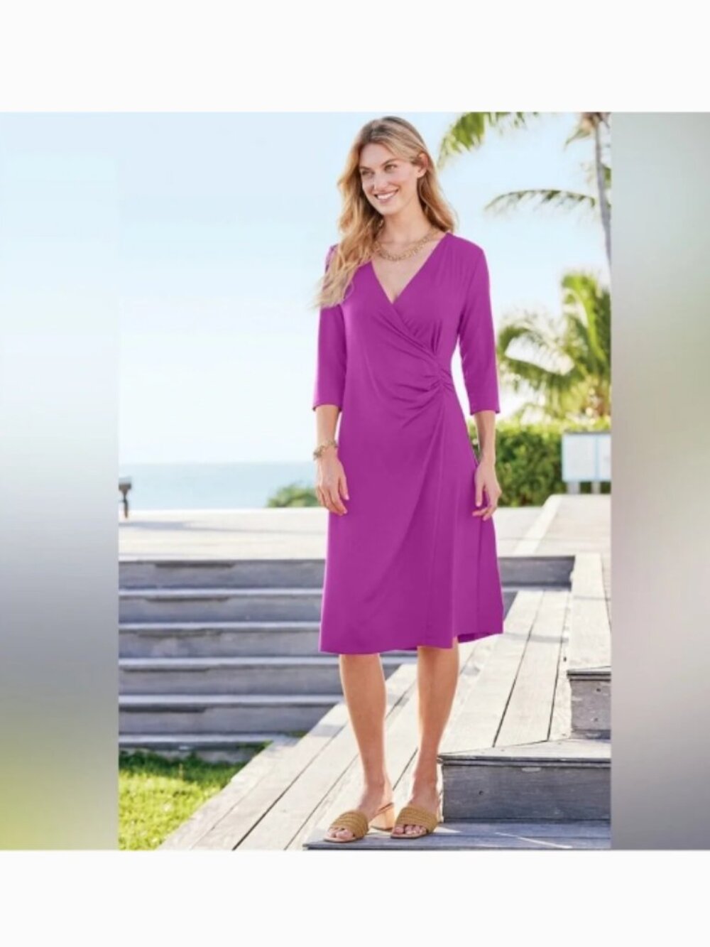 Soft Surroundings Hyannis V Neck Deep Orchid Purple Dress Size XL
